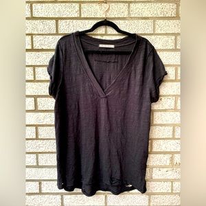 Free People Black Distressed Tee